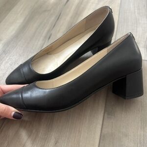 Cole Haan Black Leather Block Heels